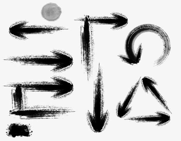 中国风水墨画箭头素材免抠