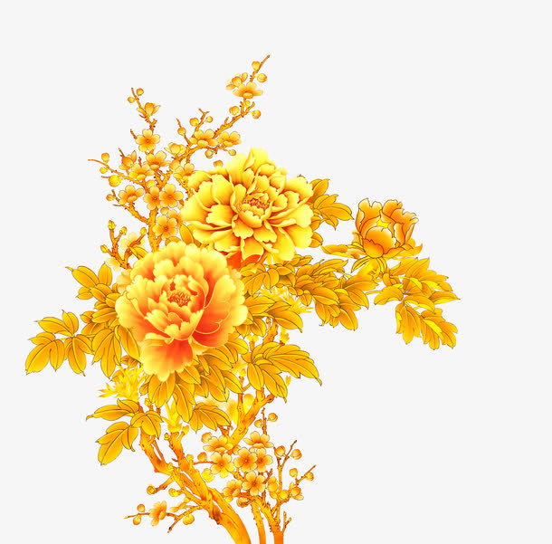 金色富贵牡丹素材图免抠