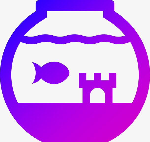 蓝紫色，渐变，金鱼，矢量，放大，方便免抠