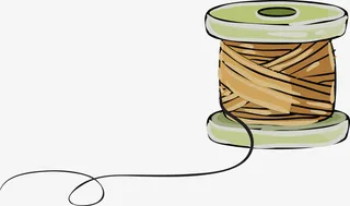 黄色毛线线筒免抠