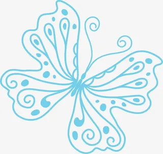 手绘蓝色蝴蝶免抠