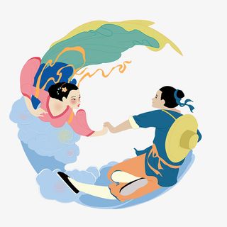 七夕 牛郎织女 初七 元素免抠