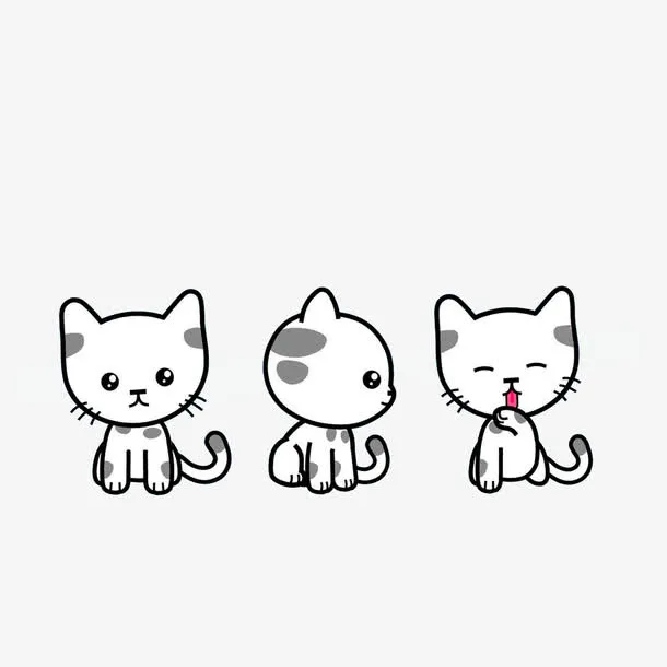三只形态各异的小猫免抠