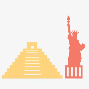 世界各地地标建筑自由女神像矢量免抠