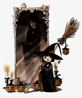 矢量魔镜和魔女免抠