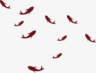 红色剪影鱼免抠