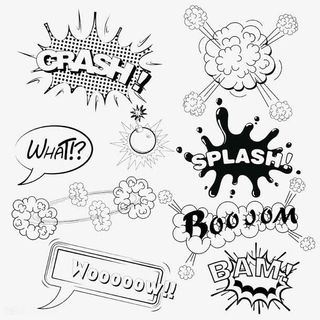 英语黑白漫画中的对话气泡框免抠