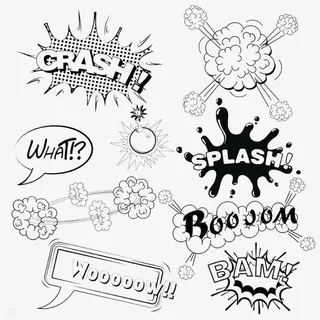 英语黑白漫画中的对话气泡框免抠 英语黑白漫画中的对话气泡框免抠