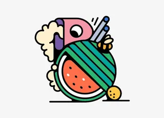 扁平抽象西瓜图案免抠
