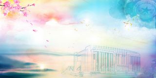 水彩八一建军节海报背景模板