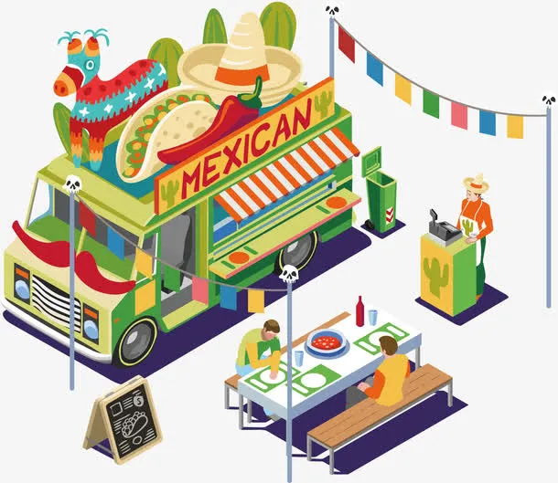 矢量图食物车免抠