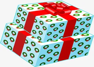 手绘绿色纹理礼盒免抠