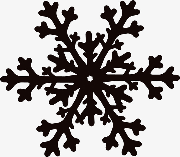 黑色卡通雪花素材免抠