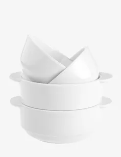 白色双耳餐具小碗免抠