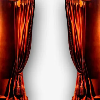 红色中国风窗帘免抠