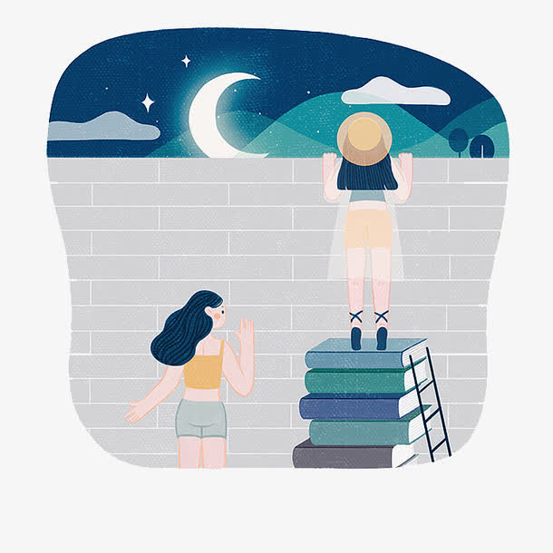 看月亮的女孩免抠