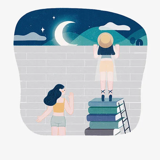 看月亮的女孩免抠
