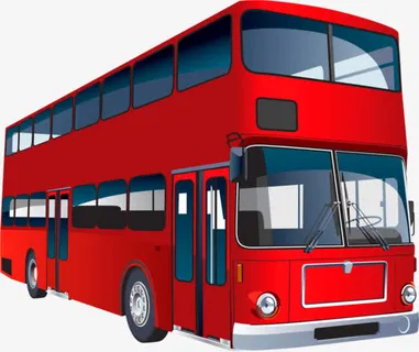 卡通红色大巴汽车造型免抠