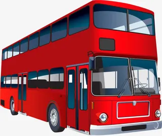 卡通红色大巴汽车造型免抠