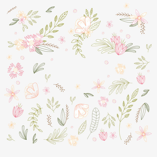 矢量粉色花卉免抠