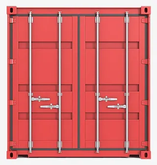 红色集装箱的后门免抠