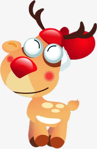 卡通麋鹿圣诞节元旦海报免抠