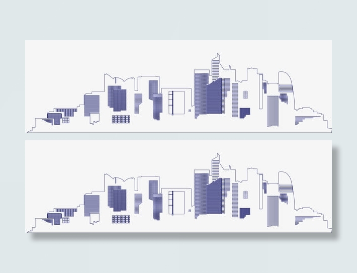 简约彩色城市线条剪影banner楼群