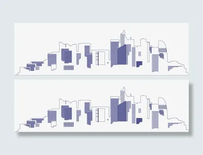 简约彩色城市线条剪影banner楼群