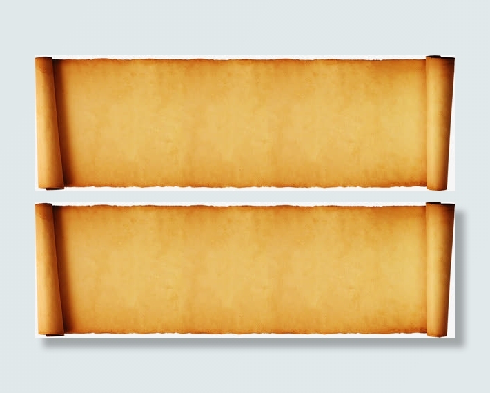 中国风黄色画卷装饰免抠