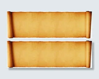 中国风黄色画卷装饰免抠