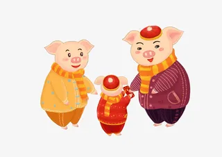 新年小猪猪元素素材设计免抠