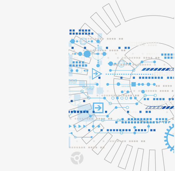 蓝色圆形电子线路图免抠