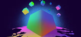 手绘蓝色红色方块背景高清