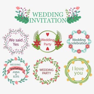 婚礼花环装饰矢量素材免抠