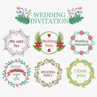 婚礼花环装饰矢量素材免抠