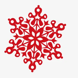 红色六瓣雪花图案免抠