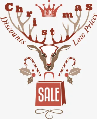 矢量圣诞打折标签免抠