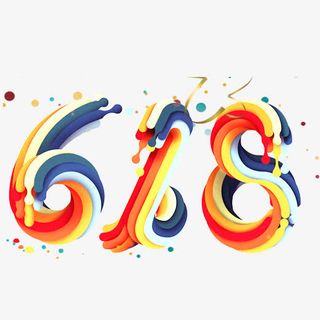 彩色纹理618创意logo免抠
