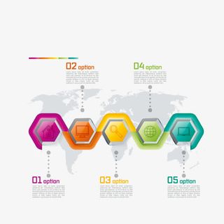 扁平化几何形商务信息展示ppt元素免抠