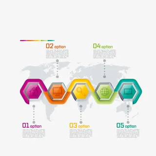 扁平化几何形商务信息展示ppt元素免抠