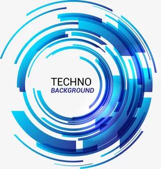 矢量手绘蓝色科技环形装饰免抠