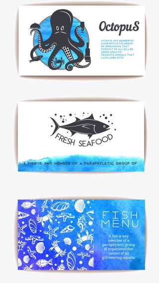 手绘海鲜矢量免抠