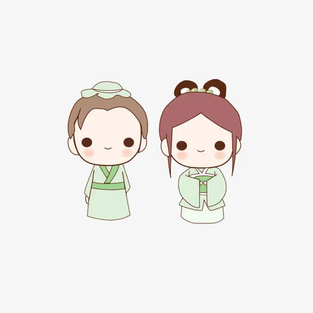 中国风卡通版牛郎织女免抠