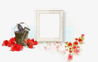 小清新边框红花装饰免抠