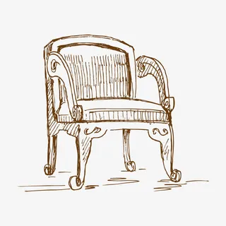 手绘木椅免抠