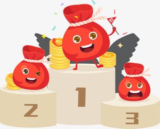 站在领奖台上的3个红包免抠