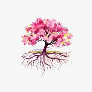 粉色水彩小树免抠