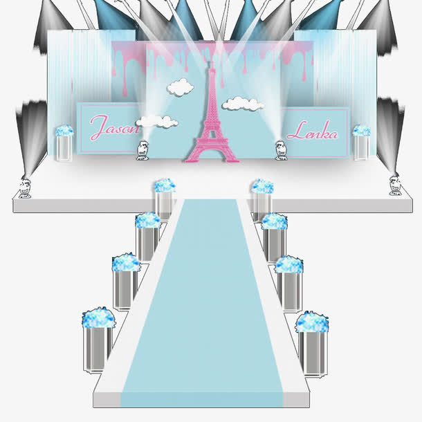 粉色舞台元素免抠