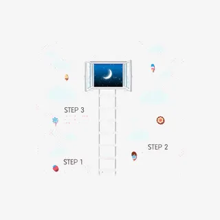 天窗  夜班星空  爬梯免抠