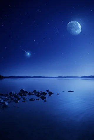 湖边夜景生活高清